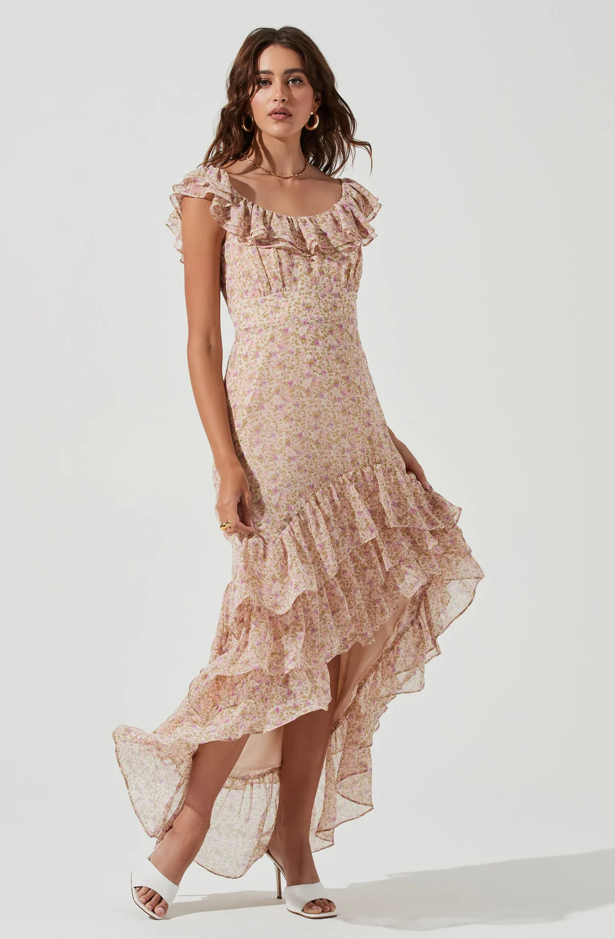 Magnolia Floral Ruffle Hi-Lo Maxi Dress | ASTR The Label (US)