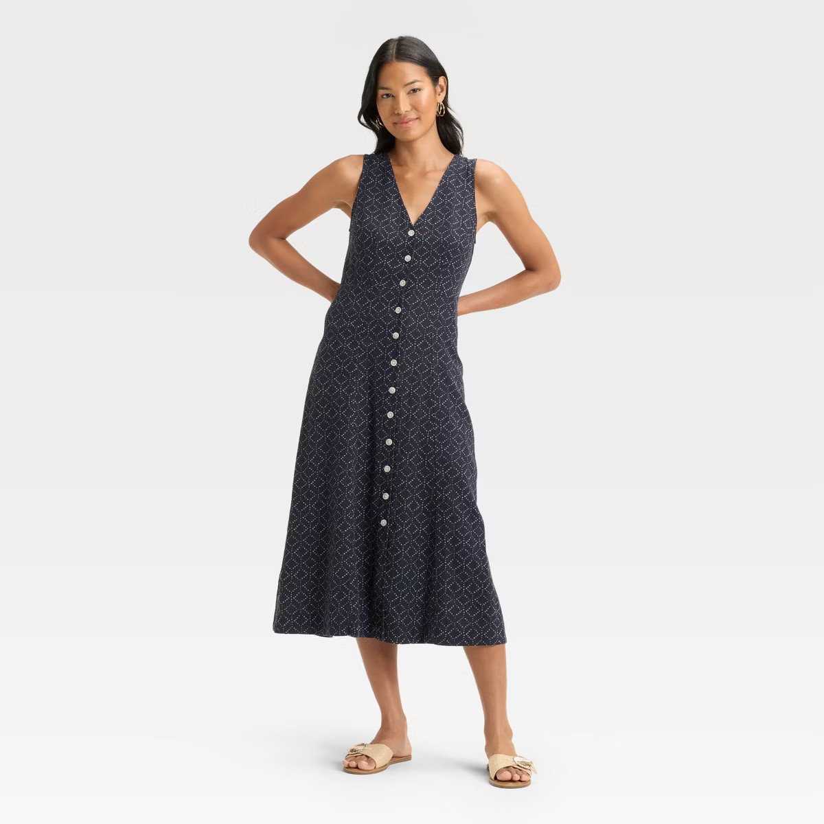 Women's Button-Front Midi A-Line Dress - Universal Thread™ | Target