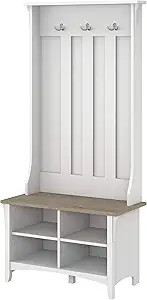 Bush Furniture Salinas Hall Tree with Shoe Storage Bench, Pure White and Shiplap Gray | Amazon (US)
