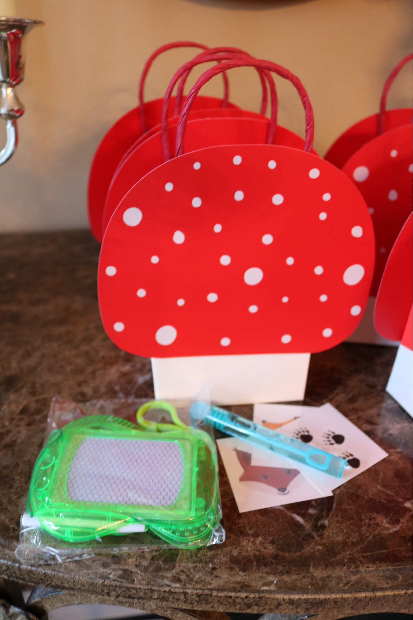 Woodland theme party favor. These mushroom bags are cute for party favors or as gift bags.

The party favor was little magnetic drawing boards and woodland tattoos and bubbles.

#LTKParties #LTKSeasonal #LTKKids