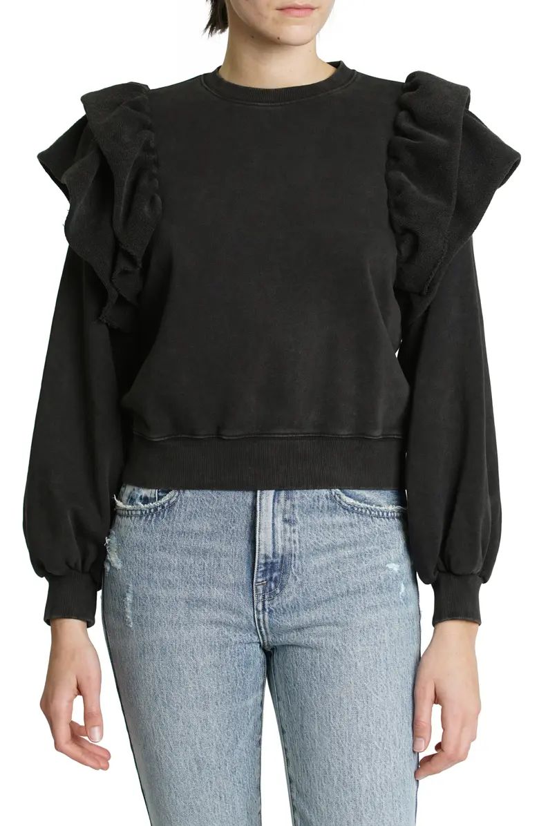 Dylan Ruffle Detail Cotton Sweatshirt | Nordstrom