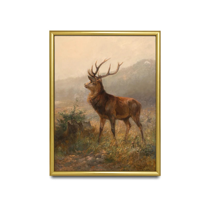 Mailed Print Vintage Deer Painting Antique Animal Print Moody Rustic Art Farmhouse Decor Fine Art... | Etsy (US)