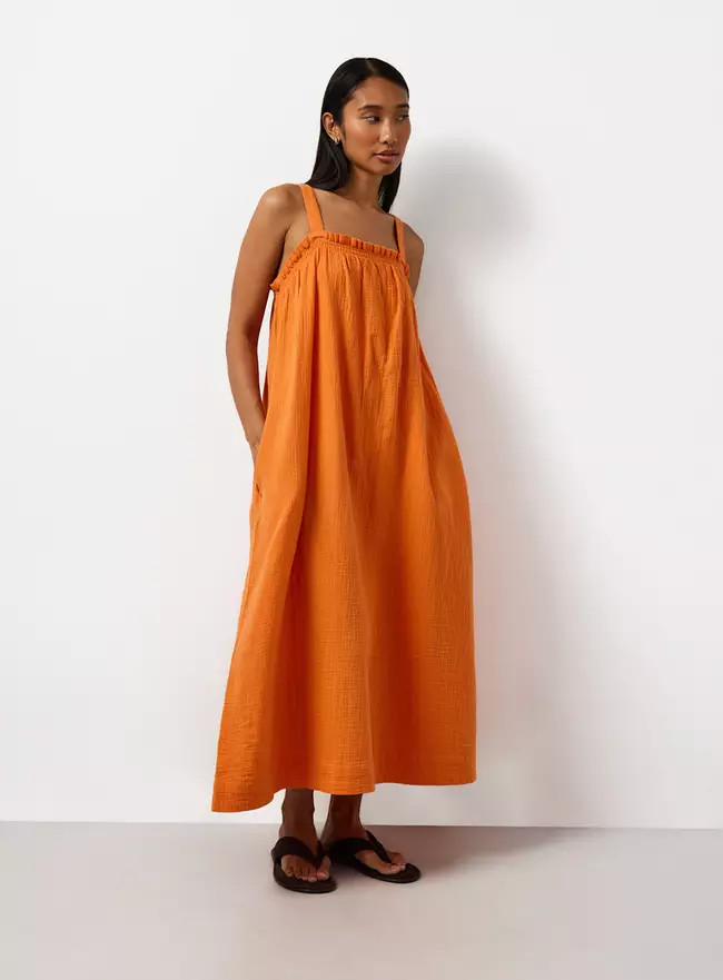 Buy Orange Square Neck Sleeveless Cami Dress 18 | Midaxi | Tu | Tu Clothing