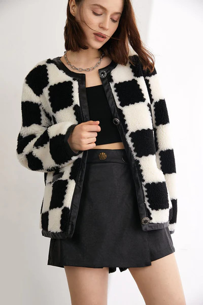 Uzziah Black Checkerboard Jacket | J.ING