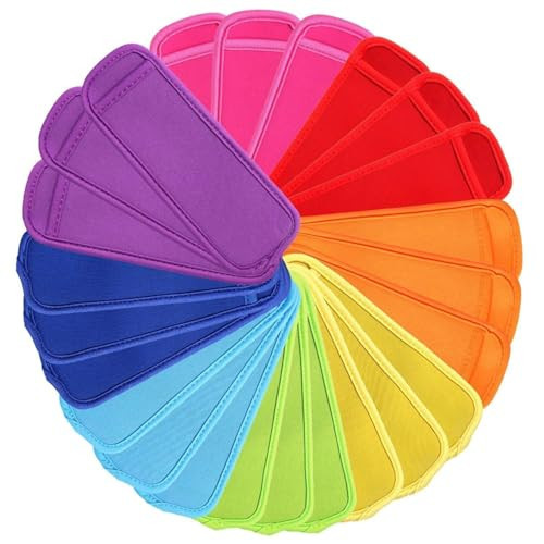 JANYUN 24 Pack Reusable Popsicle Bags Ice Pop Sleeves Antifreezing Sleeves, 8 Colors | Amazon (US)