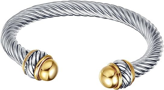 Fashion jewelry Brand Cable Wire Retro Antique Bangle Elegant Beautiful Valentine Mothers day Gift | Amazon (US)
