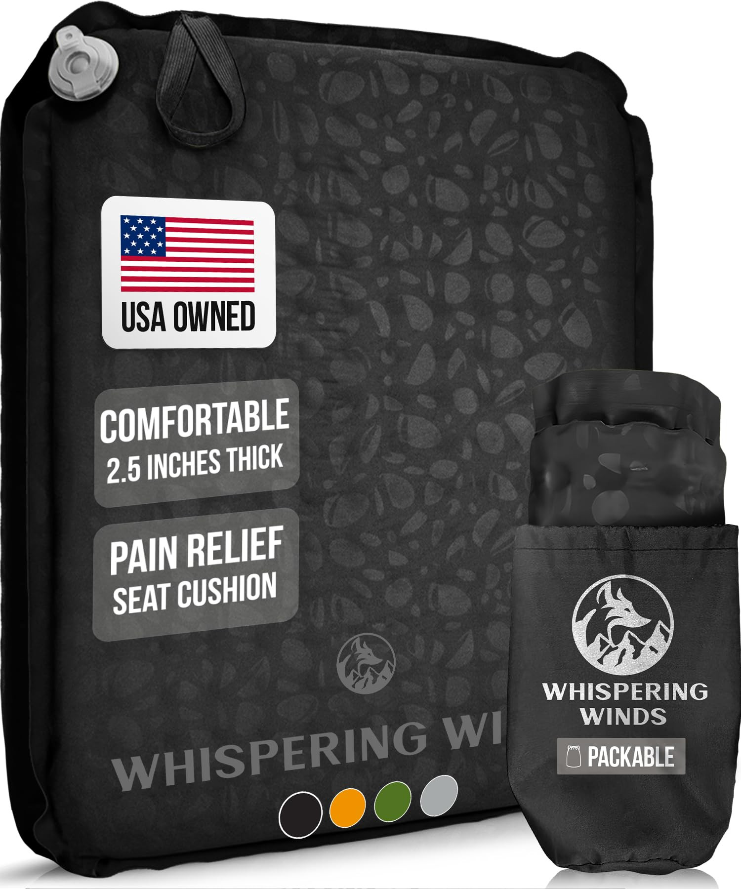 Whispering Winds Inflatable Seat Cushion – Comfortable Blow-up Foam Pad for Airplane, Travel, S... | Amazon (US)