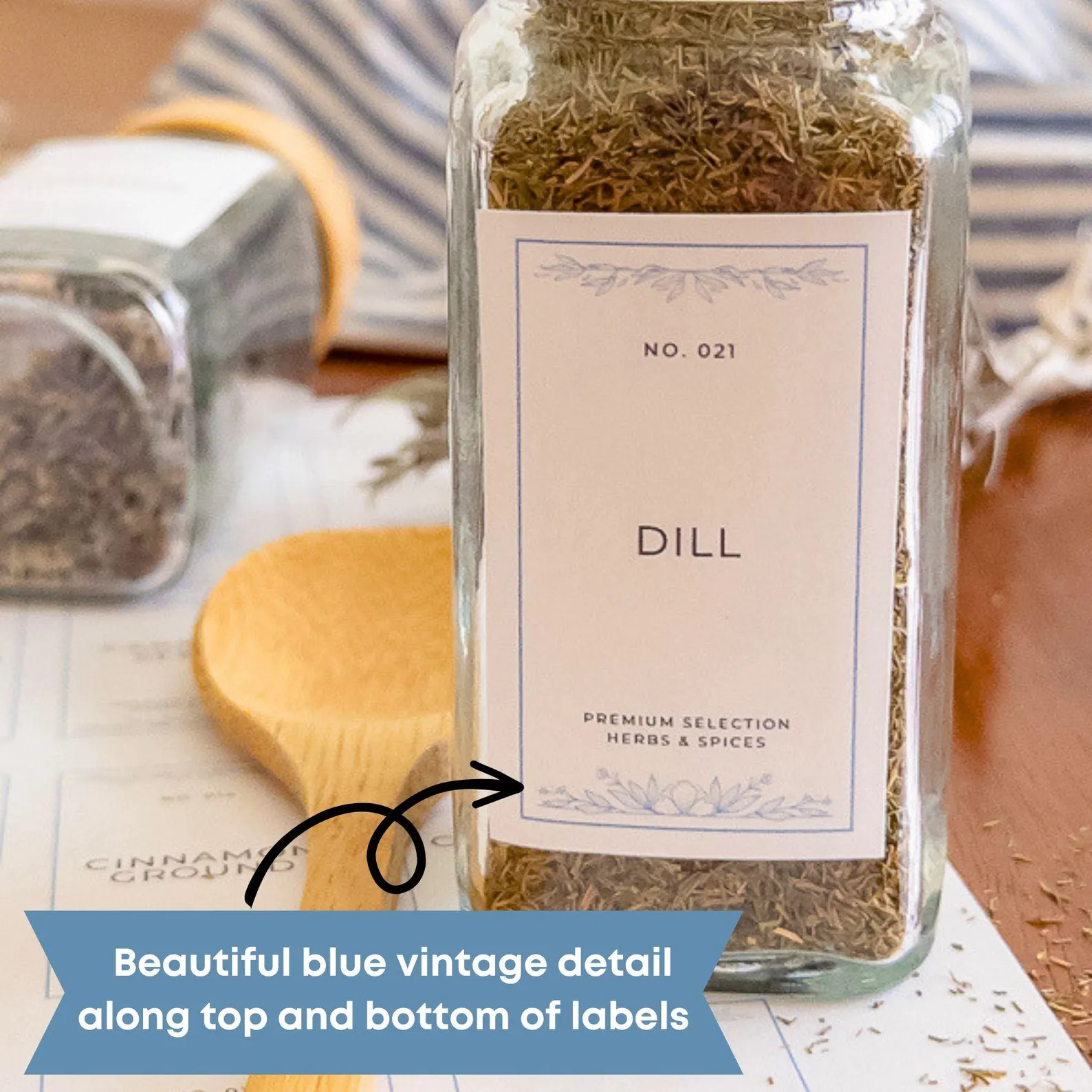 Editable Spice Jar Labels, Printable Pantry Herb Stickers, Blue Minimal 60+ Prefilled Label Kit T... | Etsy (Global)