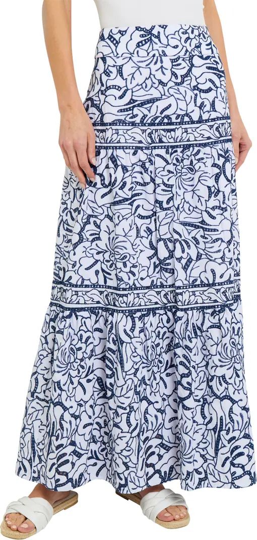 Misook Tiered Floral Embroidery Maxi Skirt | Nordstrom | Nordstrom
