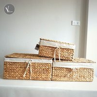 Rectangular Waterhyacinth Baskets With Lid |Set Of 3 |Home Decor| Personalized Gift| Laundry Basket| | Etsy (US)