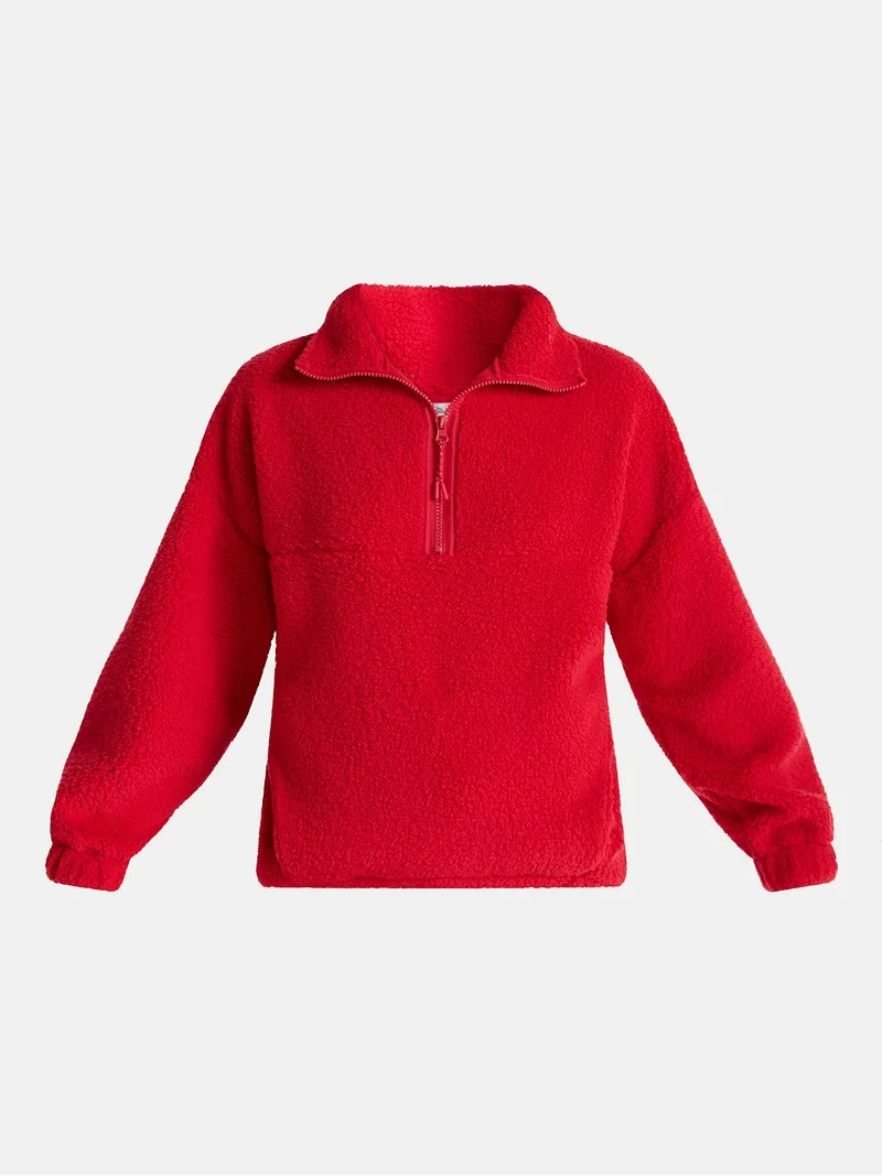 No Boundaries Plush Half-Zip Pullover, Women's and Plus | Walmart (US)