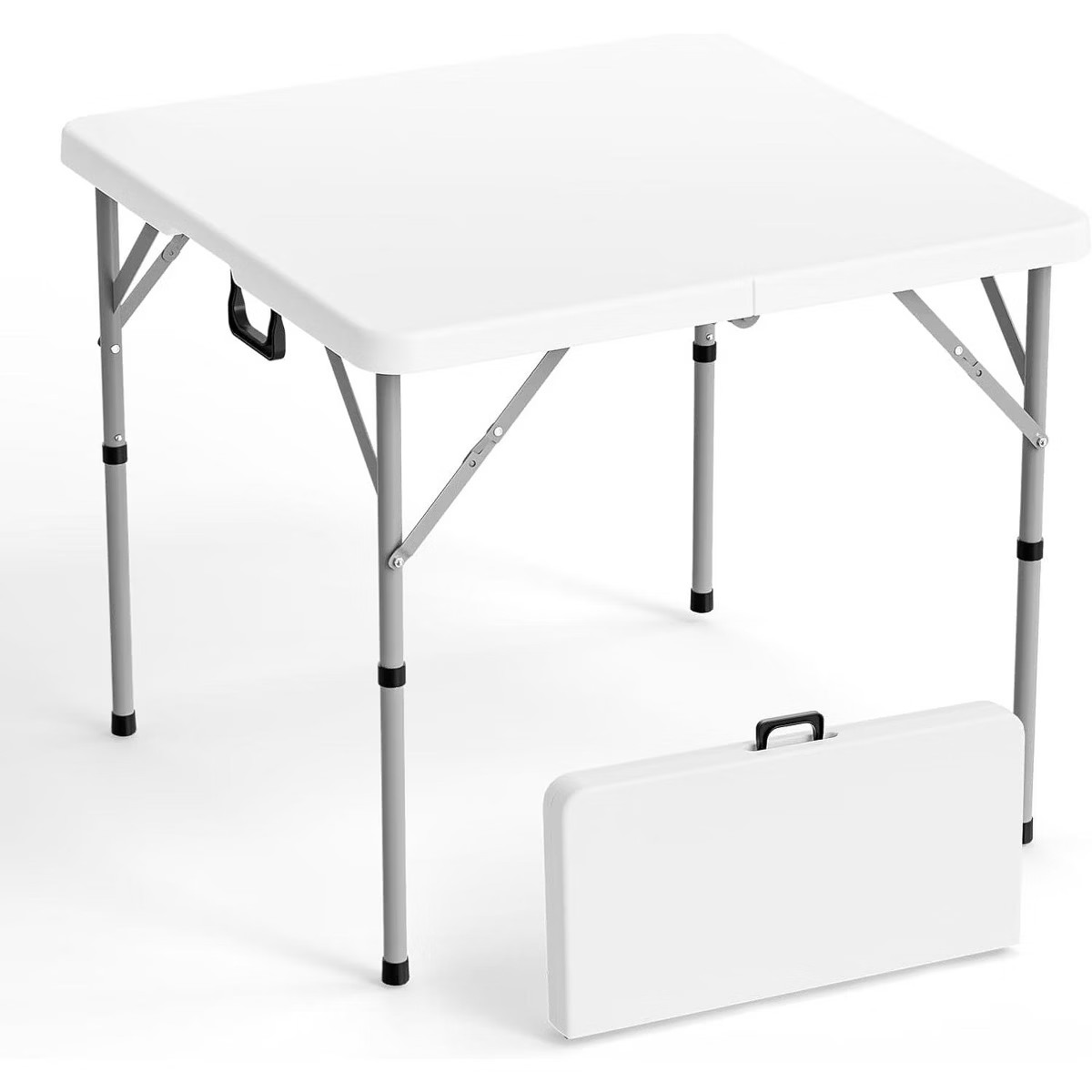 34 Inch Square Folding Card Table, Fold-in-Half Portable HDPE Folding Table with Carry Handle for... | Target