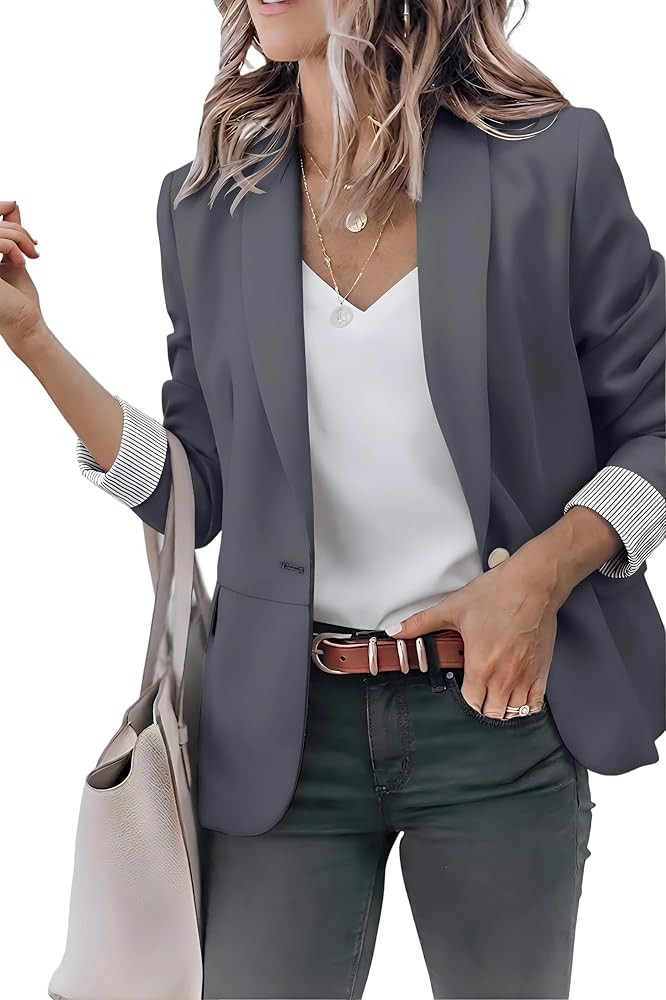 Genhoo Blazer Jackets for Women Work Office Casual Blazers with Pockets | Amazon (US)