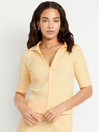 Ribbed Button-Down Polo | Old Navy (US)