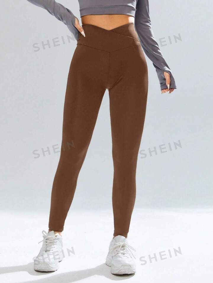 SHEIN EZwear Women'S Asymmetrical Waist Long Leggings | SHEIN