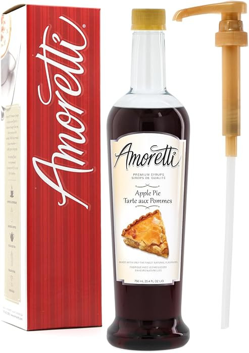 Amoretti - Premium Apple Pie Syrup, 94 Servings Per Bottle (750 ml), with Pump for Flavoring Coffees, Cocktails, and other Beverages, Gluten Free, GMO/GEO Free, Preservative Free | Amazon (US)
