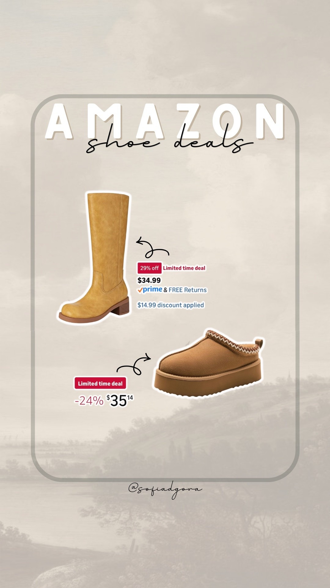 ✨ Amazon Shoe Deals You’ll Want to Grab Fast! ✨
These affordable fall + winter finds look designer but are under $40 🤍
🫶🏼 Cozy platform slippers for everyday errands
👢 Chic knee-high boots that go with everything
Both are limited-time Amazon Prime deals and have free returns — so if you’ve had these in your cart, this is your sign!

Perfect for:
• fall outfits 
• capsule wardrobe 
• comfy mom style 
• everyday neutral fashion 
• cozy aesthetic

#LTKSaleAlert #LTKSeasonal #LTKShoeCrush