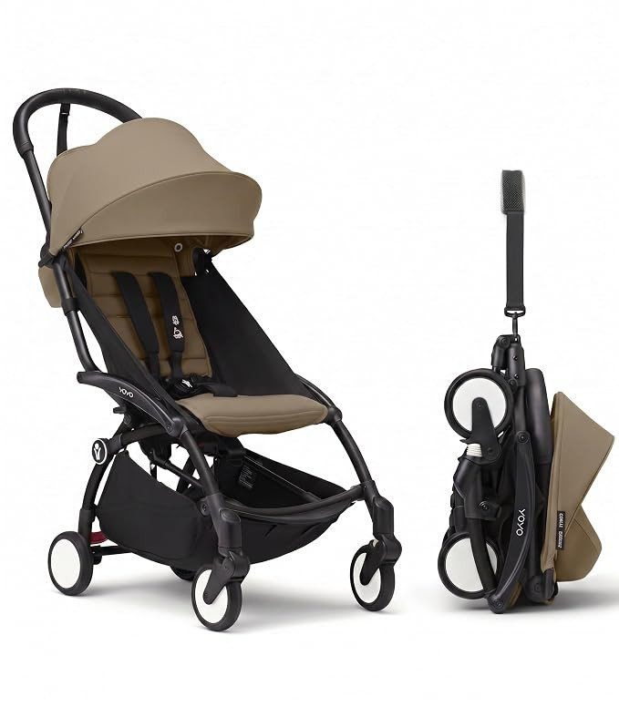 Stokke YOYO3 Stroller from 6 Months - Includes Black Frame/Toffee Seat Cushion + Canopy - Folds i... | Amazon (US)