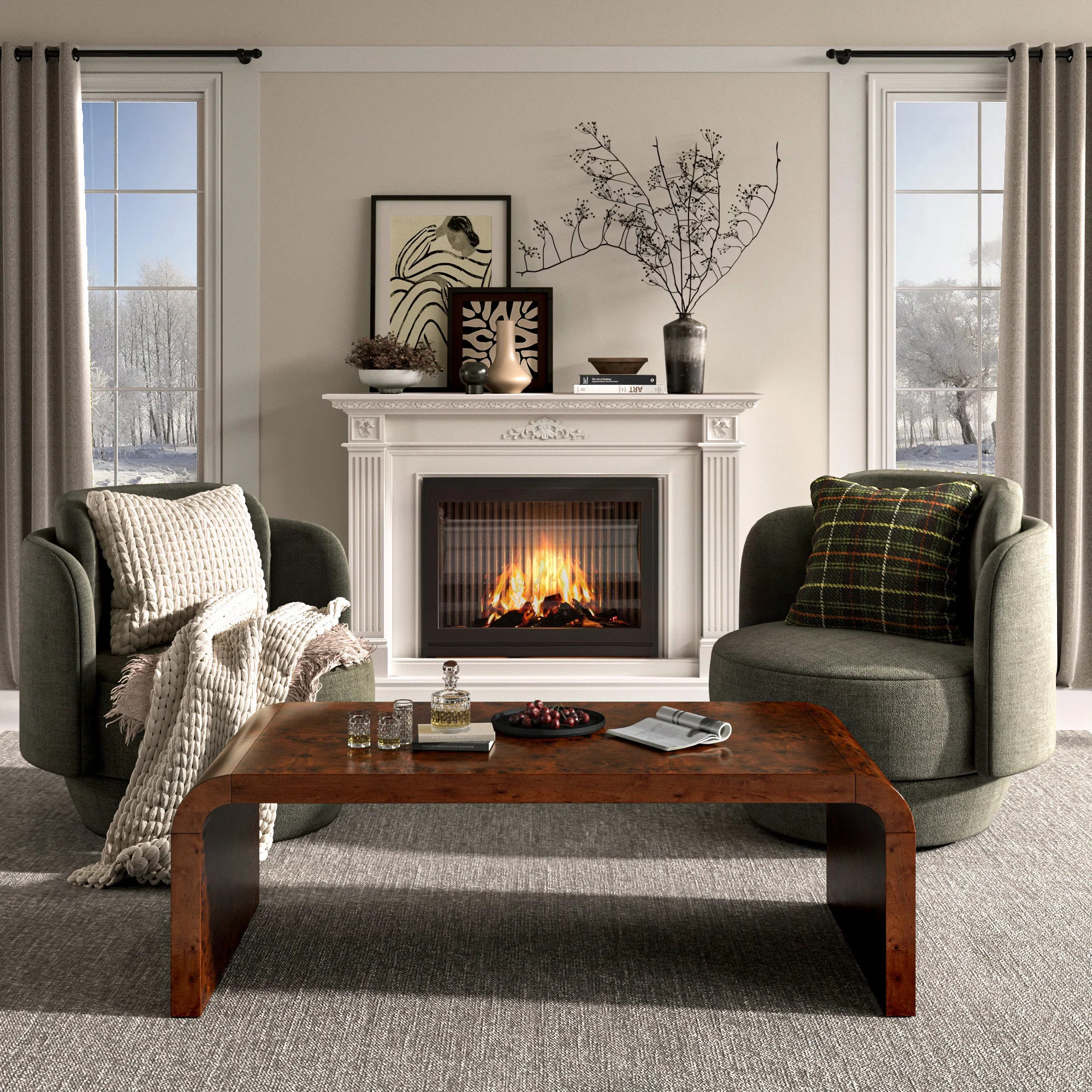 Kievie 48" W Burl Wood Coffee Table – Handcrafted Elegance with Sleek Curves | Wayfair North America