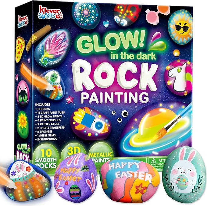 JOYIN Rock Painting Kit- Glow in The Dark Rock Kit, Arts and Crafts for Kids Ages 6-12, Art Suppl... | Amazon (US)