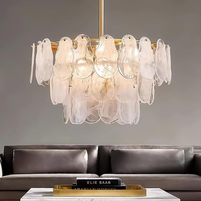 24in Gold Crystal Chandelier Modern Pendant Lighting 6-Light Round Crystal Chandeliers for Kitche... | Amazon (US)