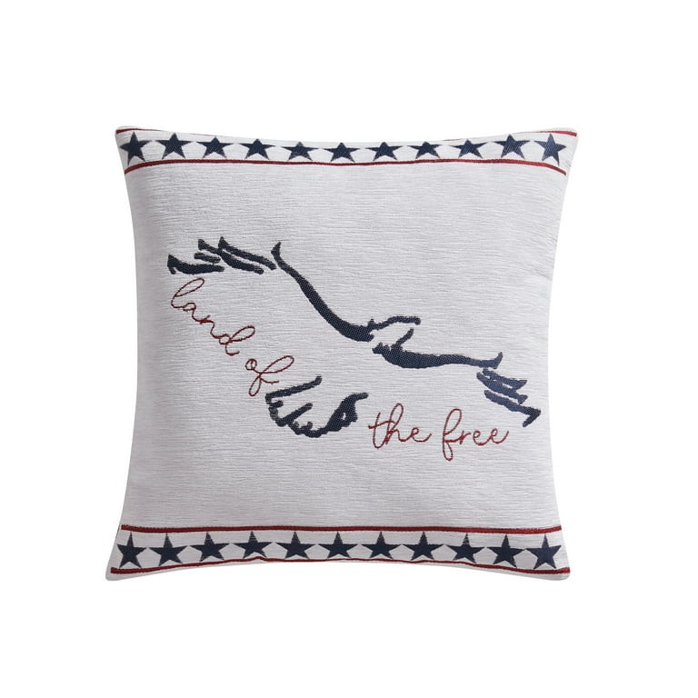 Mainstays 18" x 18" Freedom Eagle Ivory/Red Patriotic Jacquard Decorative Pillow | Walmart (US)