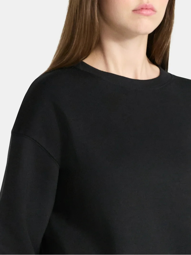 No Boundaries Fleece Oversized Sweatshirt with Long Sleeves, Women’s Sizes XXS-4X | Walmart (US)