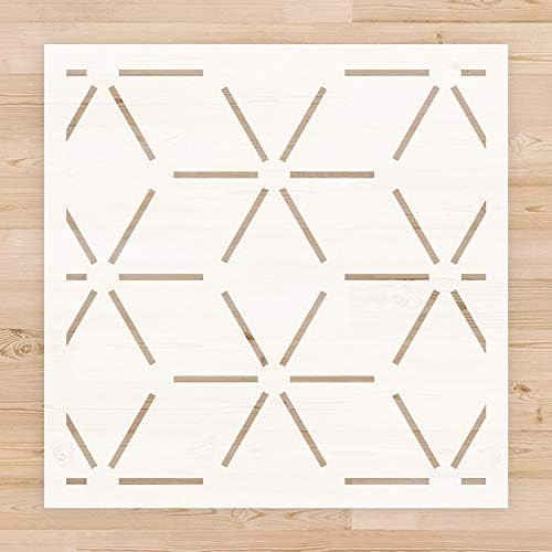Hexagon Geometric Cube Pattern Simple Wall Stencil for Painting, 12” x 12” Reusable Repeating... | Amazon (US)