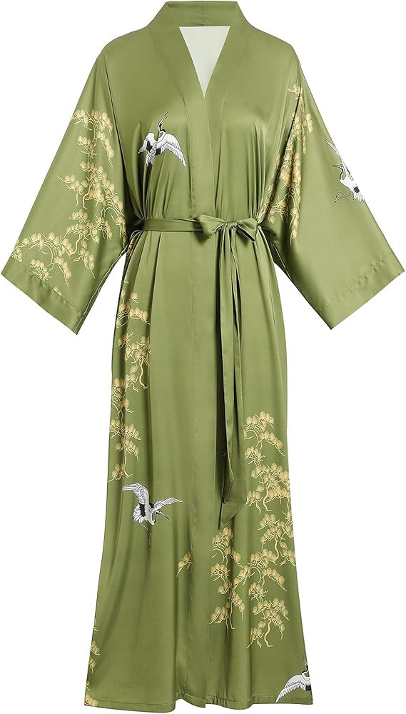 Aensso Long Soft Lightweight Silky Kimonos Robes for Women, Luxury Japanese Floral Womens Kimono ... | Amazon (US)
