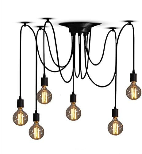 ZHMA Classic Spider pendent Lamps, Ajustable DIY Ceiling Spider Light E27, Rustic Chandelier, Ind... | Amazon (US)