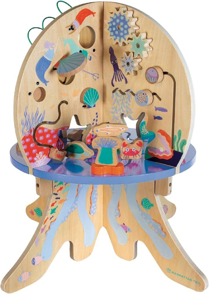 Manhattan Toy Deep Sea Adventure Wooden Toddler Activity Center with Clacking Clams, Spinning Gea... | Amazon (US)