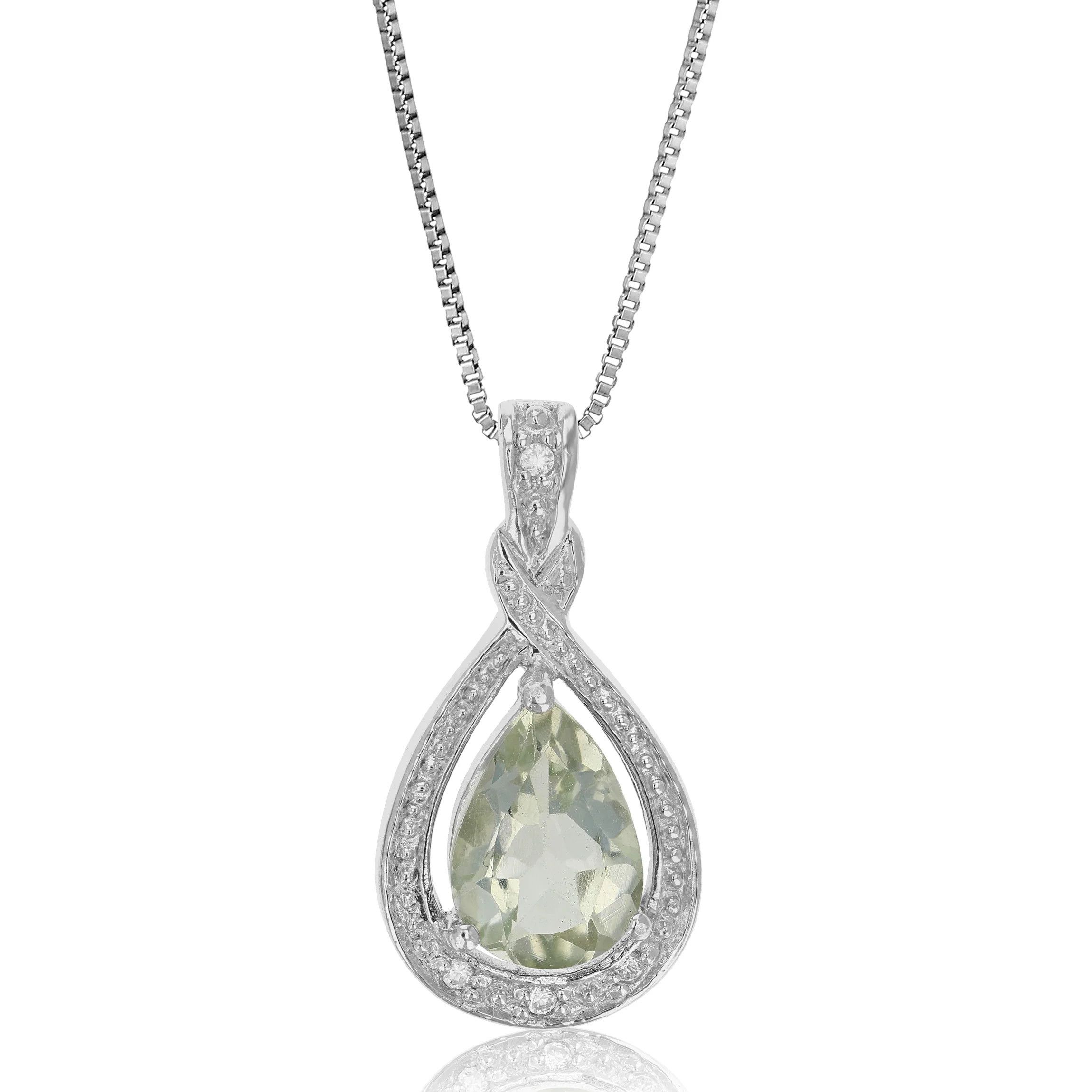 1.35 cttw Green Amethyst Pendant Necklace .925 Sterling Silver 10x7 MM Pear | Shop Simon