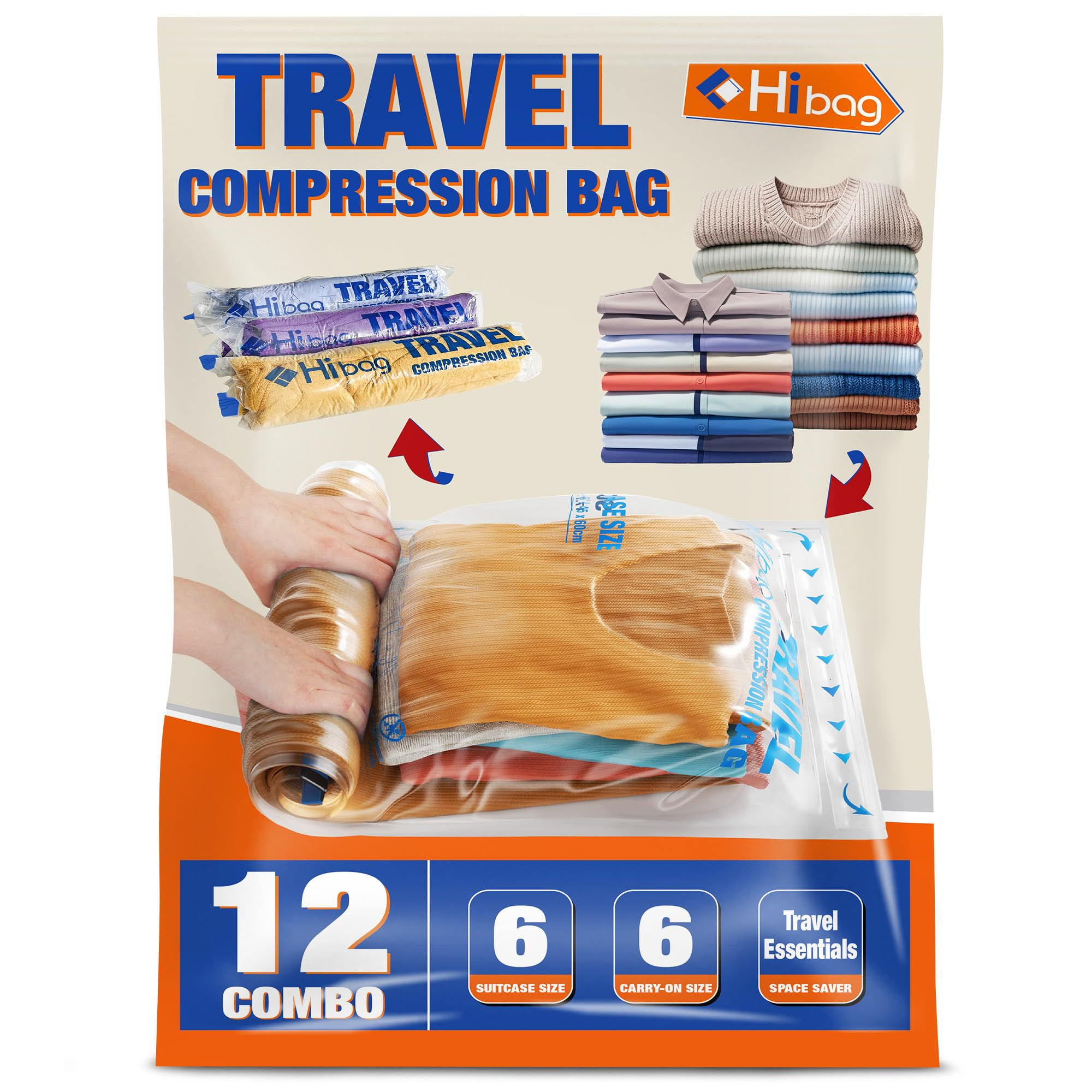 12 Compression Bags for Travel Essentials, Vacuum Packing Space Saver Bags for Cruise Accessories... | Amazon (US)