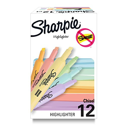 SHARPIE Pocket Highlighters, Mild Pastel Colors, Great Stocking Stuffer, Assorted, Chisel Tip, 12 Co | Amazon (US)