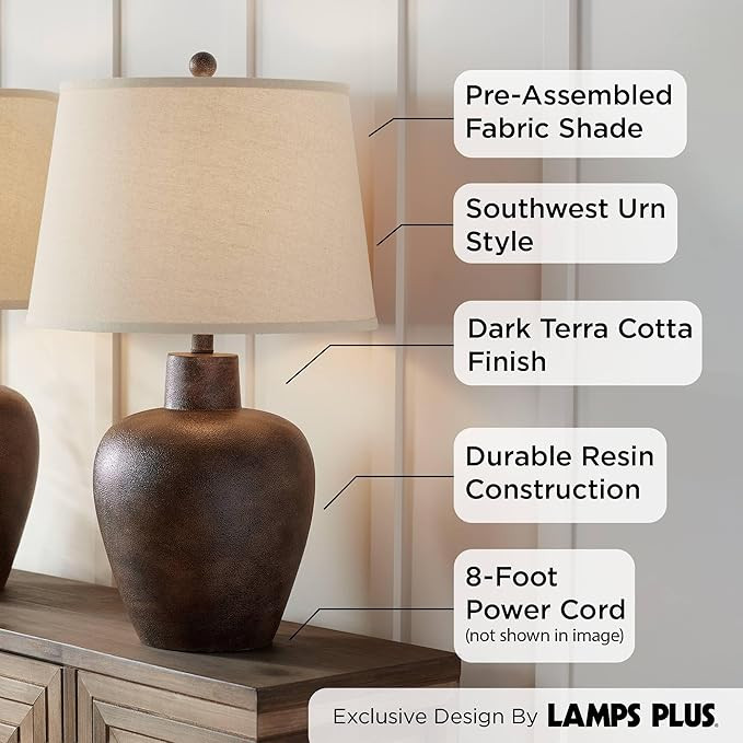 Regency Hill Glenn Farmhouse Rustic Southwestern Natural Cottage Table Lamps 27" Tall Set of 2 Da... | Amazon (US)