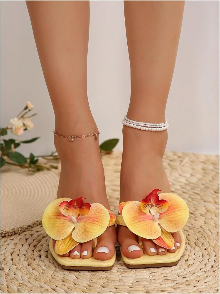 Verdusa Women's Flower Thong Sandals Flip Flops Summer Beach Slides | Amazon (US)