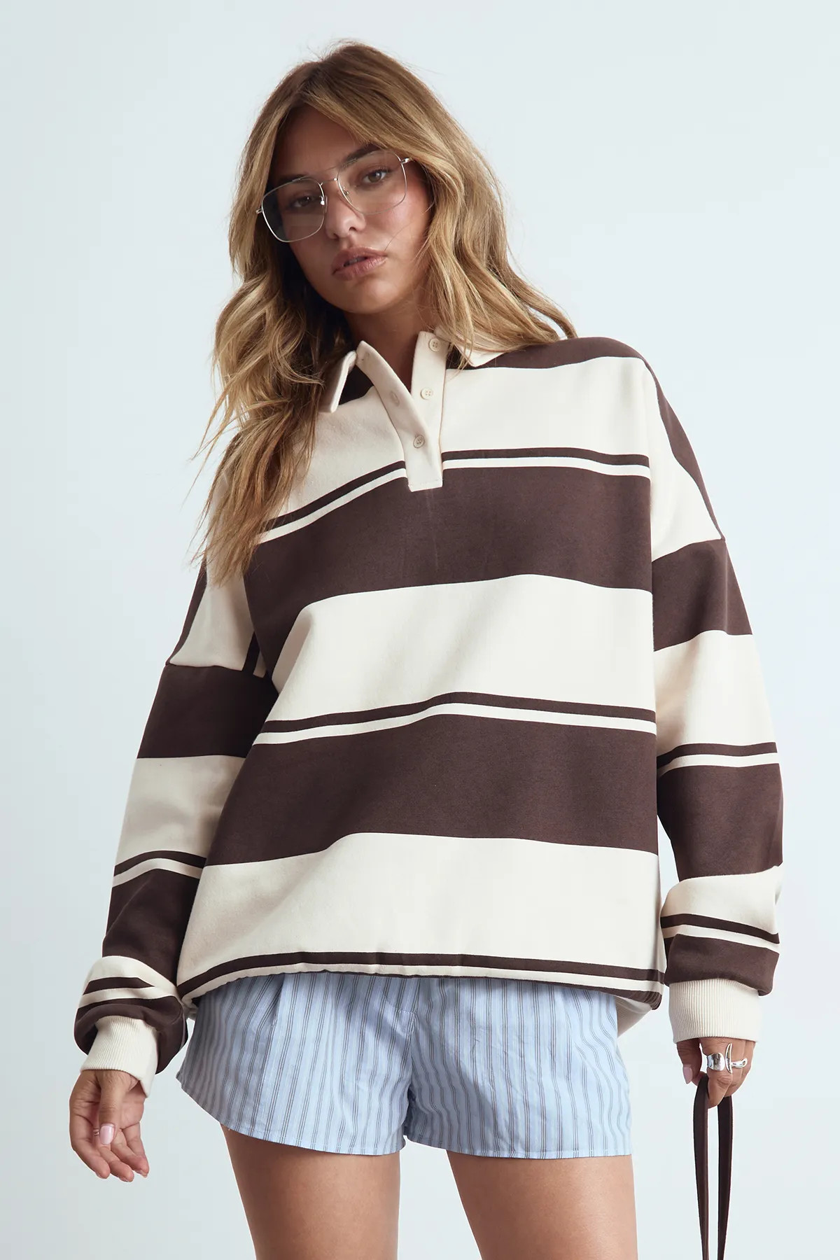 Stripe Rugby Sweatshirt | Boohoo.com (UK & IE)