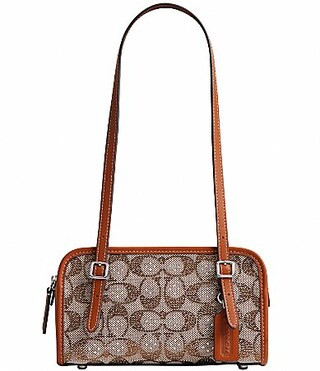 COACH Signature Crystal Jacquard Swing Satchel Bag 20 - Burnished Amber | Dillard's