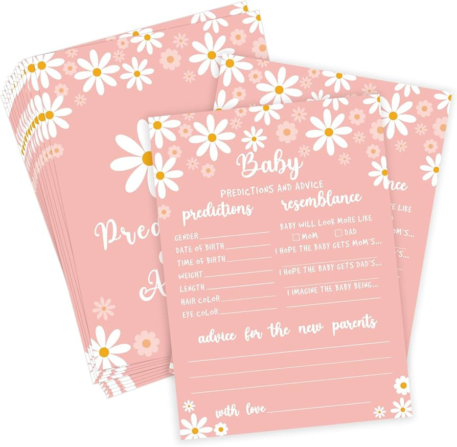 Baby Shower Prediction and Advice Cards, Boho Daisy Baby Shower Game, Baby Shower Decorations, Ge... | Amazon (US)