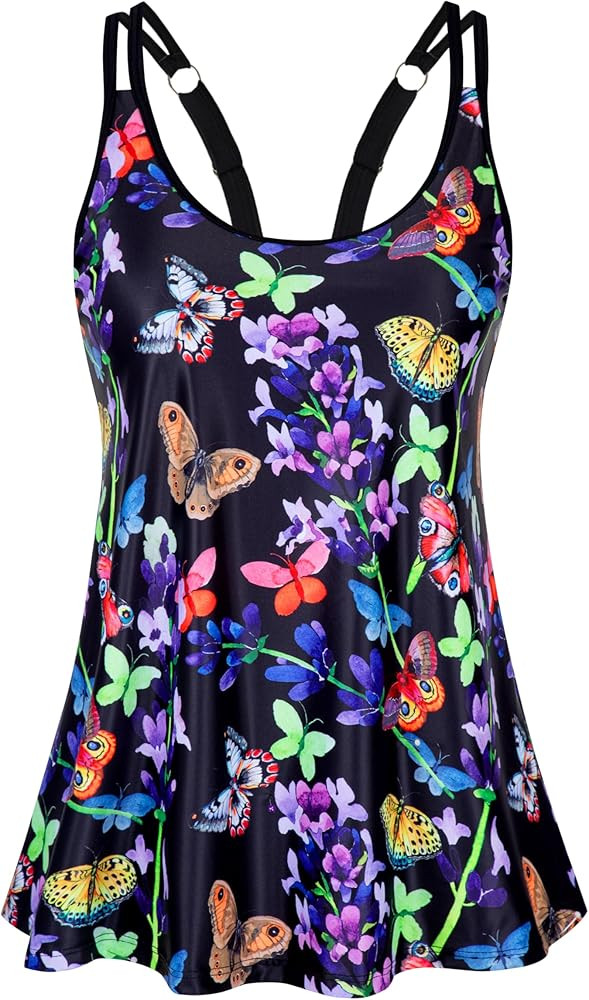 HUSKARY Tankini Tops for Women Flowy Swim Top Removable Padded Loose Fit Modest Bathing Suits No ... | Amazon (CA)