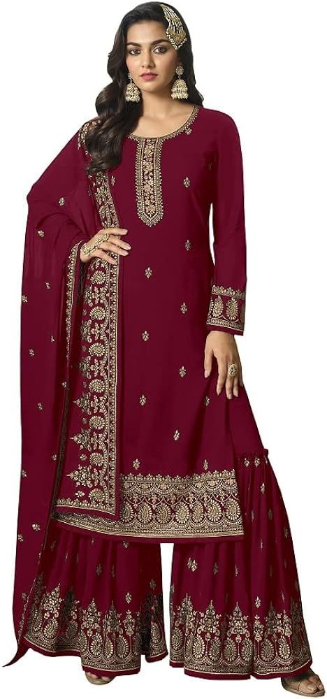 Henith Collection Indian/Pakistani Party Wear Wedding Wear Palazzo Style Salwar Suit for Women | Amazon (US)