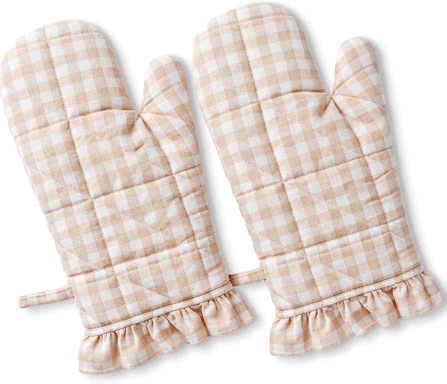 Twistover Checkered Oven Mitts 2-Pack Set, 13.5"x6.5" Cotton Mitts Plaid Heat Resistant Kitchen G... | Amazon (US)