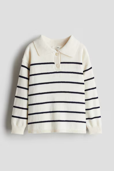 H & M - Rib-Knit Polo Sweater - White | H&M (US + CA)
