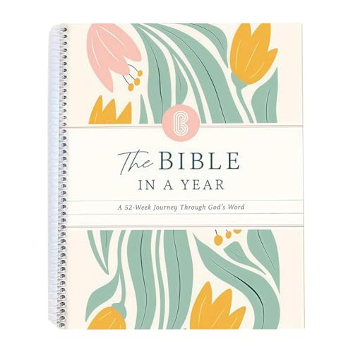 The Bible In A Year: A 52-Week Study Through God's Word, Spiral Bound Bible Study Guide Journal Notebook, A Beautiful Year Planner in the Bible for Women (A5) | Amazon (US)