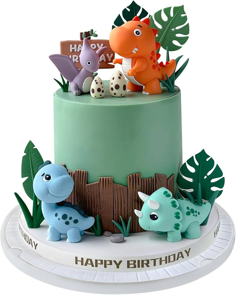 17PCS Dinosaur Cake Topper, Dinosaur Eggs Leaves Grasses Cake Decorations with Happy Birthday Sig... | Amazon (US)