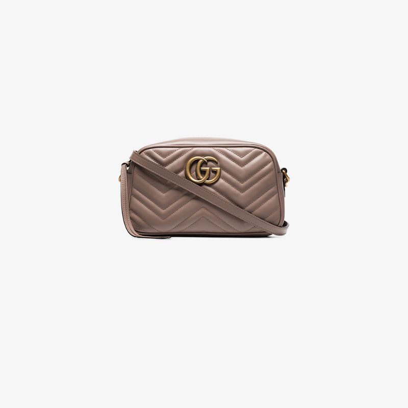 Gucci nude GG marmont quilted leather shoulder bag | Browns Fashion