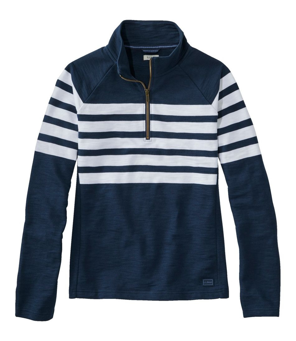 Women's Peaks Island Quarter-Zip Pullover, Stripe | Sweatshirts at L.L.Bean | L.L. Bean