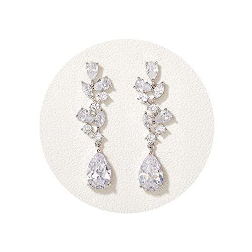SWEEETV Bridal Wedding Earrings for Brides Bridesmaides-Marquise Teardrop Earrings for Women, Cub... | Amazon (US)