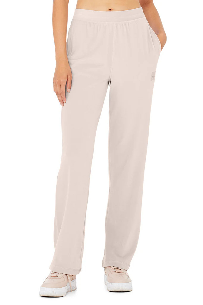 Velour High-Waist Glimmer Wide Leg Pant - Dusty Pink | Alo Yoga (US)