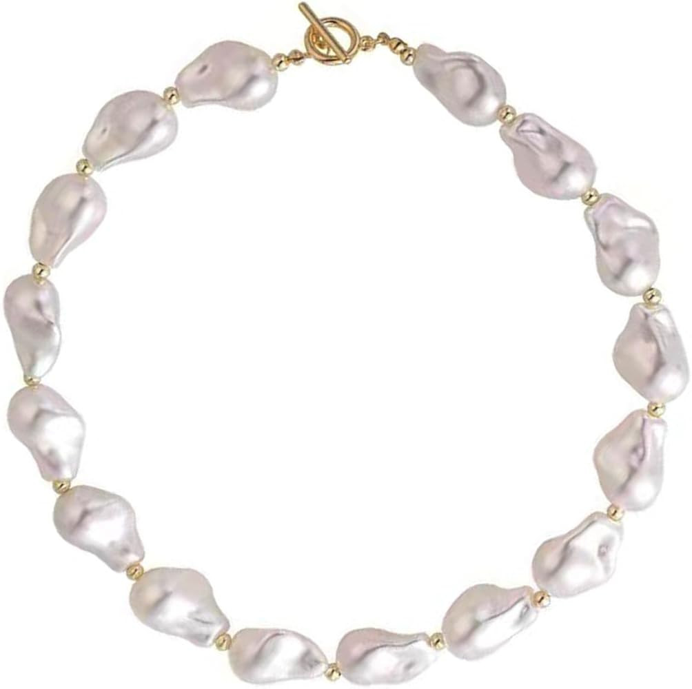 Pearl Necklaces for Women Baroque Chunky Pearl Necklaces Dainty Pearl Dangle Necklaces Vintage Pe... | Amazon (US)